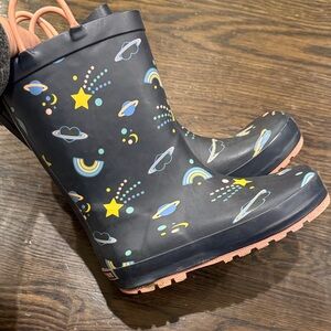 Tucker + Tate Dark Navy Toddler Rain Boots with Colorful Pastel Space Design